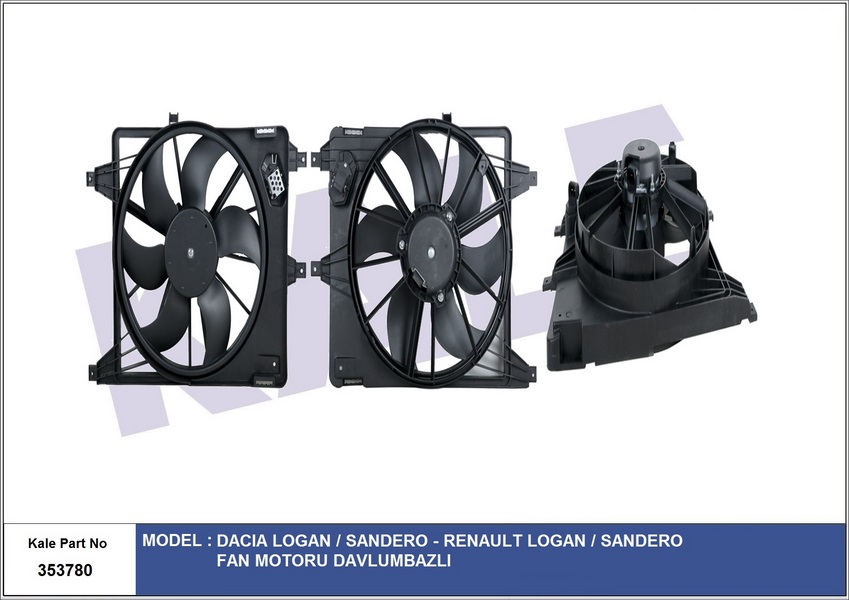 [KALE 353780] Logan Sandero 1.4 1.6 04- Fan Motoru Davlumbazlı Komple 6001548527