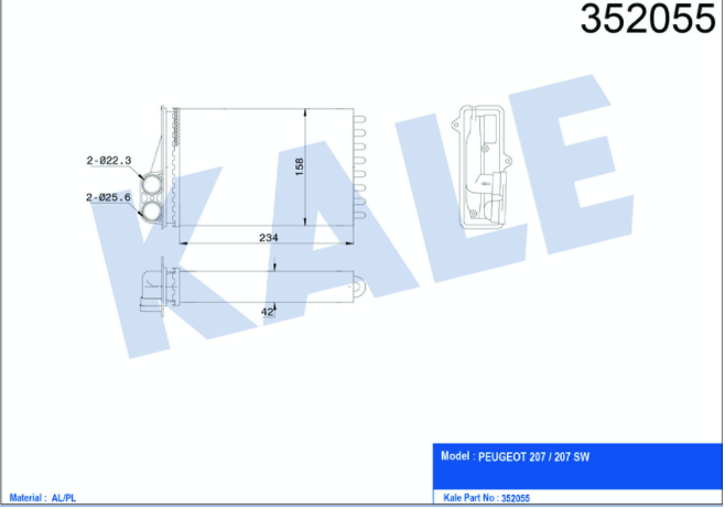 [KALE 352055] P207 1.4 1.6 Hdi Kalorifer Radyatörü (Klimalı-Klimasız)