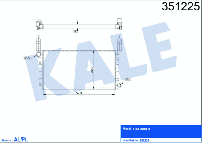 [KALE 351225] Doblo 1.2 Komple Radyatör 46803028
