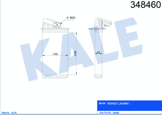 [KALE 348460] Laguna 1 1995-2002 Kalorifer Radyatörü (Boruları Üzerinde) 7701038542