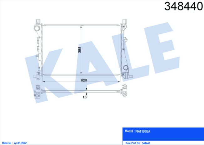 [KALE 348440] Egea 1.3 1.4 Komple Radyatör 52052220