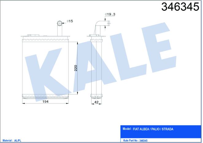 Albea Palio 1.4 Kalorifer Radyatörü 7078698