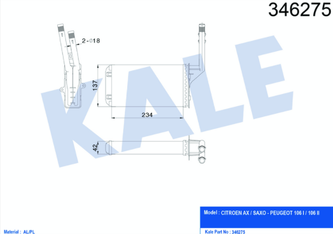[KALE 346275] P106 Saxo Kalorifer Radyatörü 6448.72