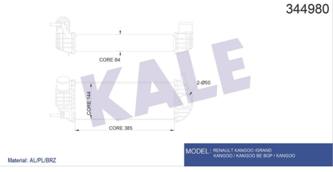 [KALE 344980] Kango 2 Turbo Radyatör 1.5D 85 8200427469