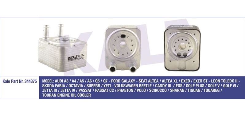 [KALE 344375] Caddy 09-11 Golf 06-14 Passat 09-11 Polo 05-10 Audi A3 04-13 Audi A4 08-16 1.9 2.0 Tdi Yağ Soğutucu 038117021E