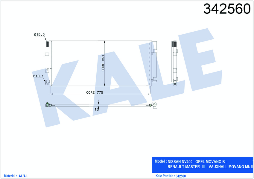 [KALE 342560] Master 3 2010- Klima Kondansörü (Radyatörü) 921005824R