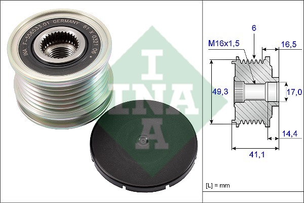 [INA 535017810] P207 Berlingo 1.6 Alternatör Kasnağı 12317561555