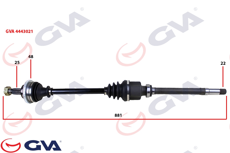 [GVA 4443021] P206 1.4 1.6 8V 1.4 Hdi Komple Aks Sağ Absli 48D 3273.Al