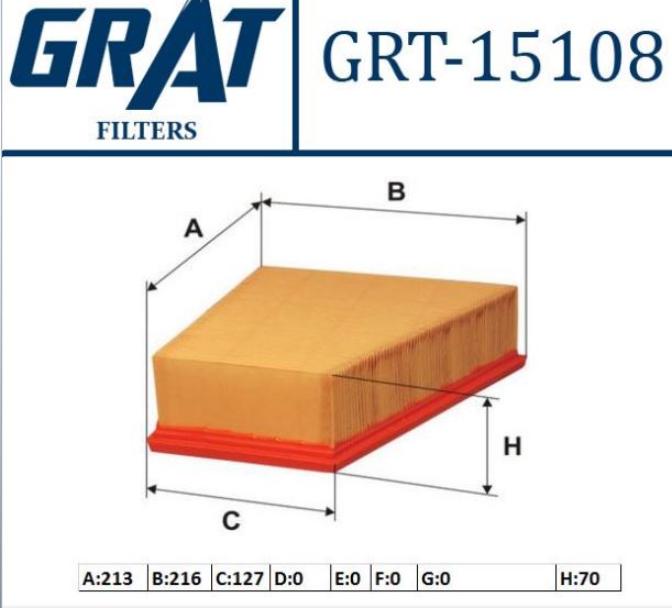 [GRAT-15108] Polo İbiza Fabia 02-14 Hava Filtresi 6Q0129620