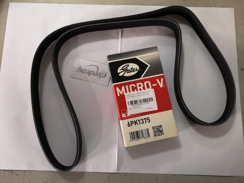 [GATES 6PK1375] Doblo 2010- Linea Bravo 1.6 Alternatör Kayışı 6Pk1375