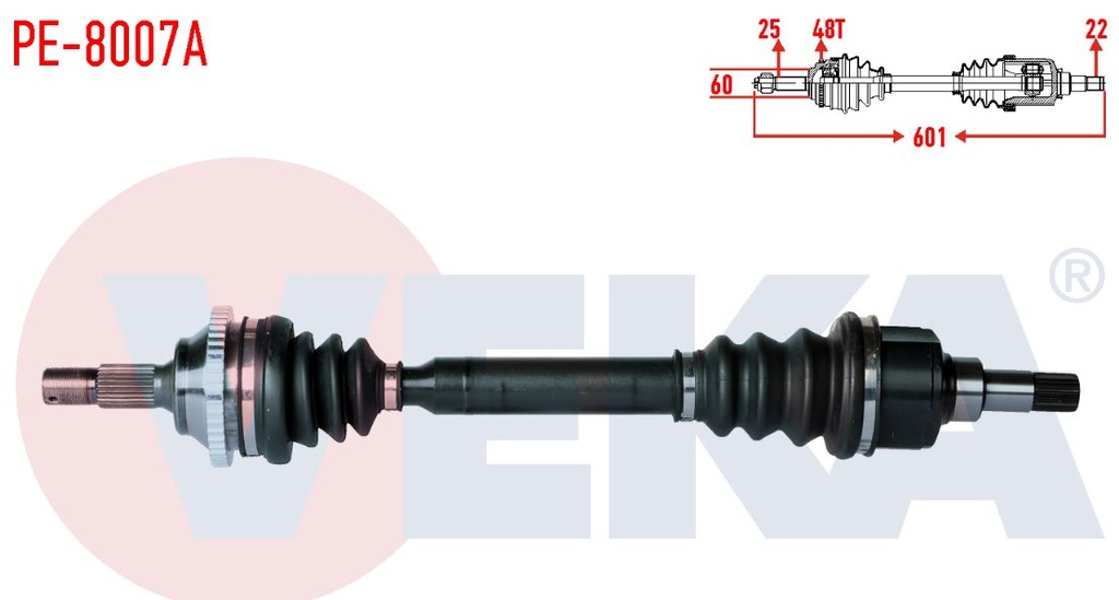 [VEKA PE-8007A] P206 1.4 1.6 8V 1.4 Hdi Komple Aks Sol Absli 48Diş 3272.AE