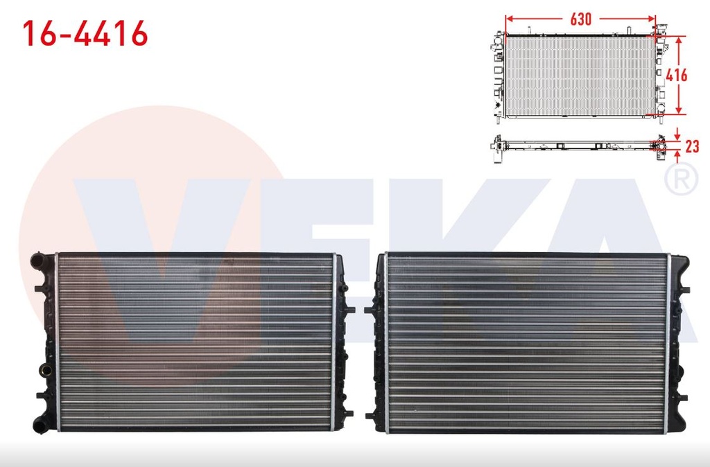 [VEKA 16-4416] Komple Radyatör Polo 02-10 Audi A1 02-10 İbiza 02-10 Fabia 11-15 630*398 6Q0121253R