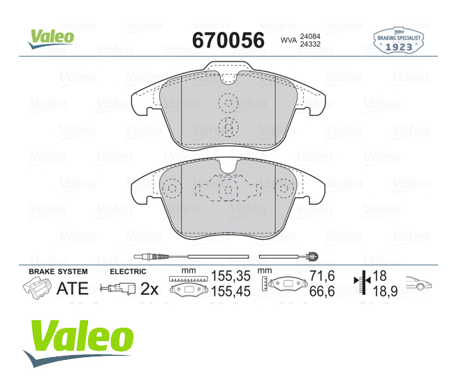 [VALEO 670056] C5 2008- Ön Balata Fişli 4254.24