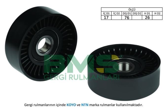 [BMS 206] Passat Golf Jetta Audi A3 İbiza Leon Alternatör Gergi Rulmanı Kütüksüz 1J0145276