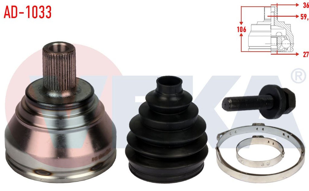 [AD-1033] Caddy Golf Passat Leon 04-15 Dış Aks Kafası 1K0498099B