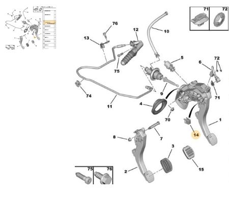 [9820342980] P308 07- P3008 09- C4 C5 Debriyaj Pedal Agrafı ( Plastiği ) 9820342980 Orjinal