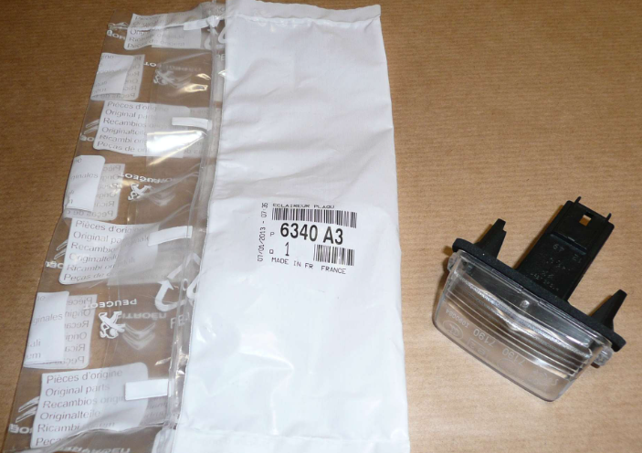[6340.A3] P206 P207 P406 P407 Partner Berlingo Plaka Lambası 6340.A3 Orjinal