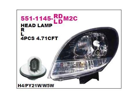 [5511145LLDM2C] Kango 2003-2008 Komple Far Sol Siyah 7701062426