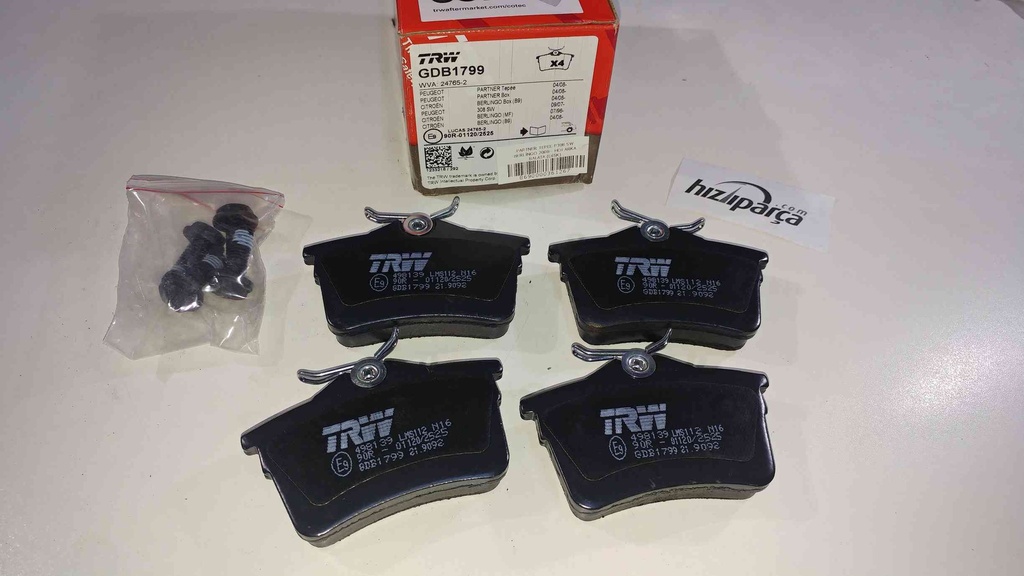 [TRW GDB1799] Partner Tepee P308 Sw Berlingo 2008-- Hdi Arka Balata (Disk) 4254.15