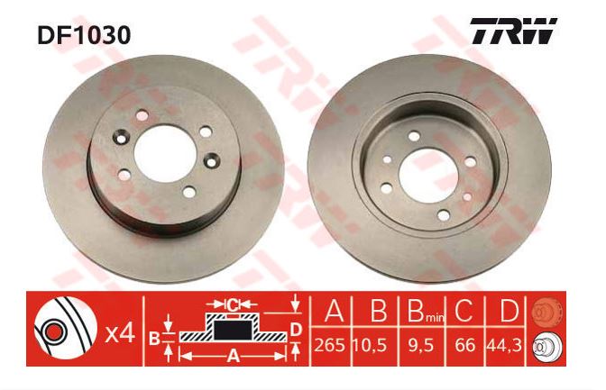 [TRWFA DF1030] Laguna 1 1995-1998 Arka Fren Aynası Takım 7701205844