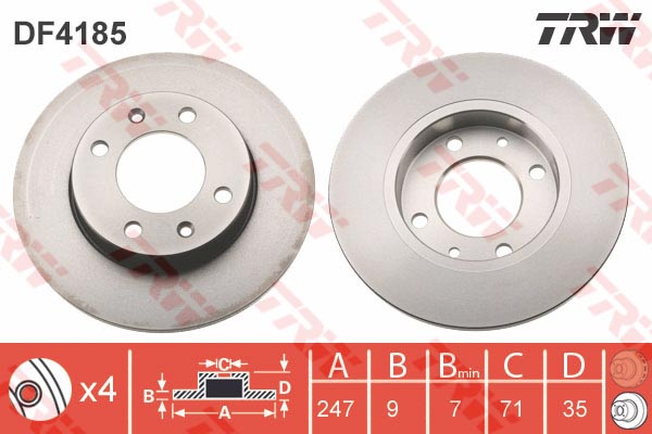 [TRW DF4185] Partner Xsara P307 Arka Fren Ayna Takım 4246.W9