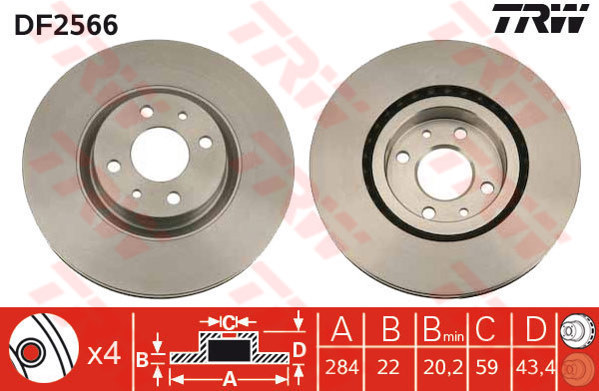 [TRW DF2566] Fiorino Linea Doblo Marea 07- Ön Fren Ayna 46455892 71739569