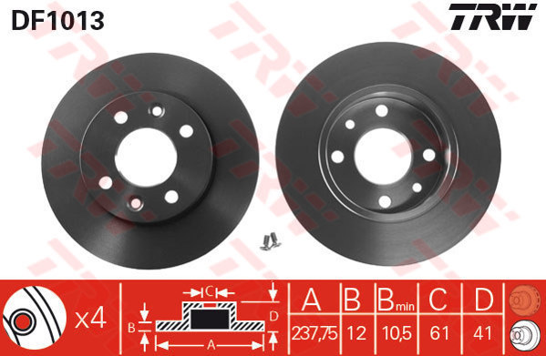 [TRW DF1013] R9 R11 R19 Clio 1 Ön Fren Ayna Takım 7701204282