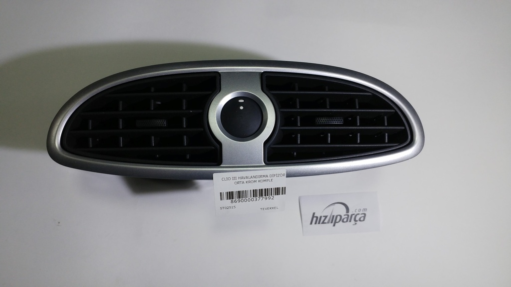 [ST02515] Clio 3 Havalandırma Izgarası (Difizör) Orta Krom Komple