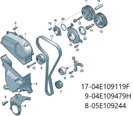 Amarok Golf Caddy Passat Transporter 17- T5-T6 1.6 Tdi 2.0 Tdi Egzantirik Kiti (Triger Seti) + Devirdaim Sensörsüz 04E109119F