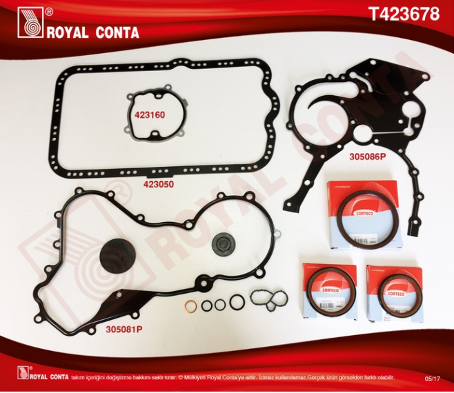 [ROYALT T423678] Master 2 2003-2010 2.5 16V Motor Takım Conta Alt (Cortego Keçeli) 7701474373
