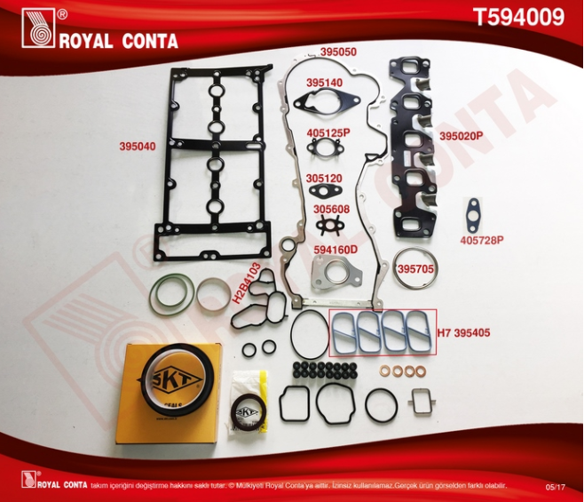 [ROYAL T594009] Doblo Fiorino Punto Idea Egea 1.3 Euro 5 Multıjet Takım Conta ( Skc Siz Skt Keçeli )
