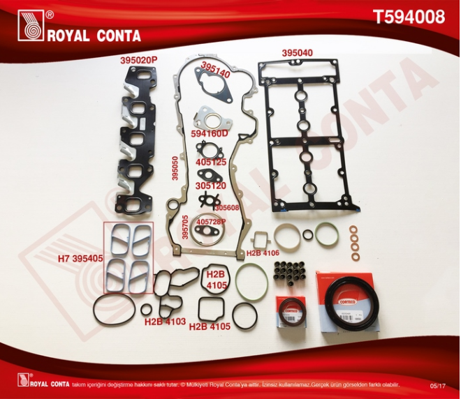 [ROYAL T594008] Doblo Fiorino Punto Idea Egea 1.3 Euro 5 Multıjet Takım Conta ( Skc Siz Victor Keçeli ) 71744286