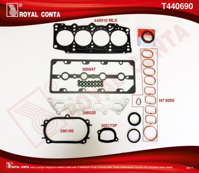 [ROYAL T440690] Doblo Palio (01-05) Albea 07- Fiorino Linea 09- 1.2 1.4 16V Üst Takım Conta