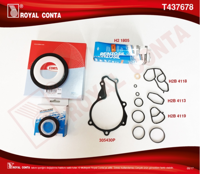 [ROYALT 437678] P206 P207 P307 C3 C4 C5 ( 98-10 ) 1.4 Hdi Üst Takım Conta Skc Siz