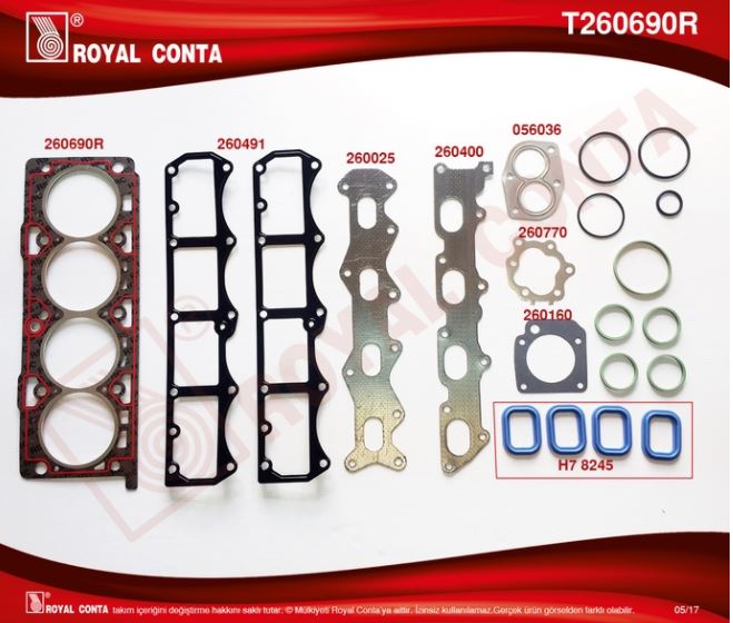 [ROYAL T260690R] Palio Marea Stilo Siena 1.6 16V Üst Takım Conta ( Skc Li Keçeli) 71713032
