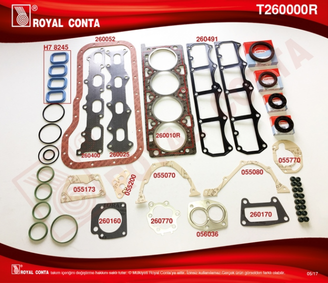[ROYAL 260000R] Palio Marea Stilo Siena 1.6 16V Full Takım Conta ( Skc Li Keçeli) 71713032