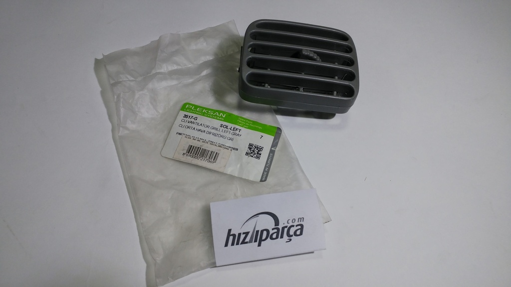 [PLEKSAN 3517G] Clio 98-05 Havalandırma Izgarası (Difizör) Orta Sol Gri