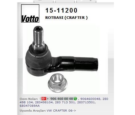 [VOTTO 15-11200] Crafter Sprinter 06-16 Rot Başı Sağ-Sol 2E0498104A