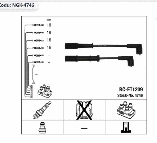 [NGK 4746] Doblo Linea 1.4 Buji Kablosu Takım 55195775