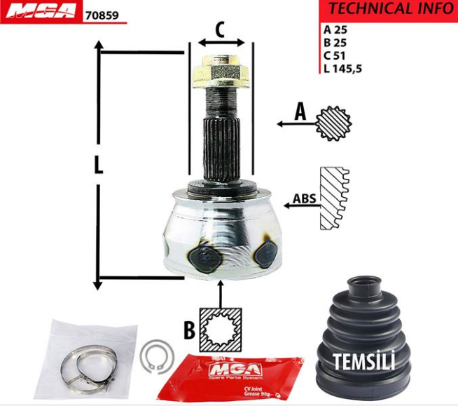 [MGA 70859] Doblo 1.3 10- Aks Kafası 46308629