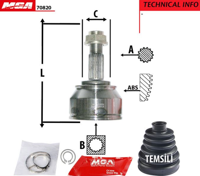 [MGA 70820] Doblo 1.6 Mtj 10- Bravo 07- Stilo 01-08 Aks Kafası Abssiz