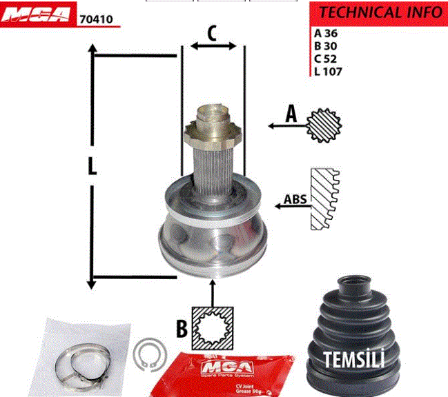 [MGA 70410] Polo İbiza Leon Fabia Toledo Dış Aks Kafası 6R0498099