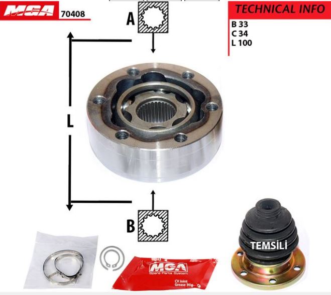 [MGA-70408] Caddy 96- Golf 86- Passat 88- Polo 05- İç Aks Kafası 1K0498103
