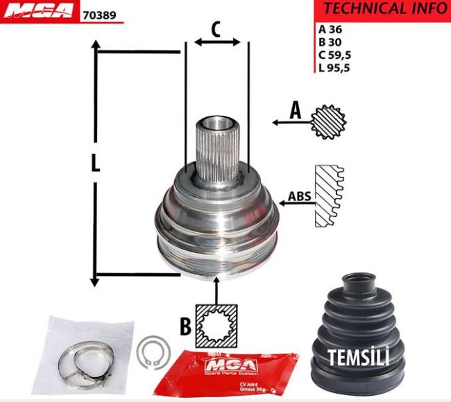 [MGA 70389] Golf Audi A3 Octavia Leon 04-15 Dış Aks Kafası 1K0498099E