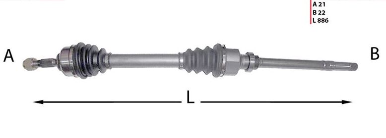 [MGA-70263] P206 1.4 1.6 8V 16V 1.4Hdi ( 98-13 ) Komple Aks Sağ Abssiz (702044)