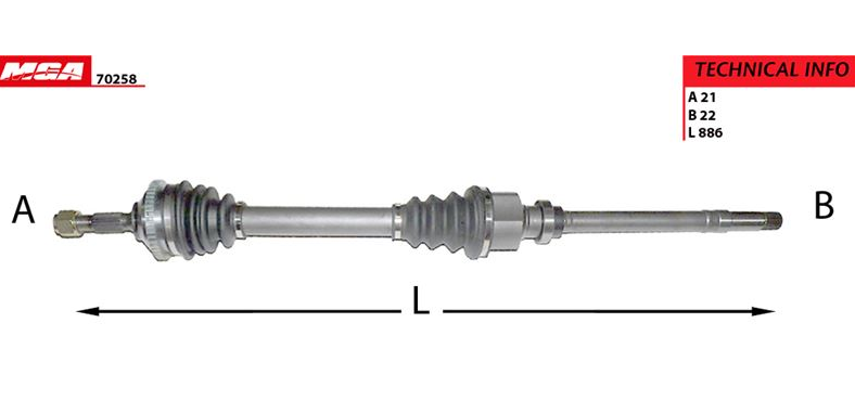 [MGA-70258] P206 1.4 1.6 8V 1.4 Hdi Komple Aks Sağ Absli