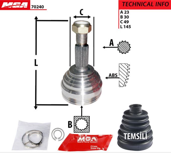 [MGA-70240] Megane 2 1.4 1.6 16V Logan Aks Kafası