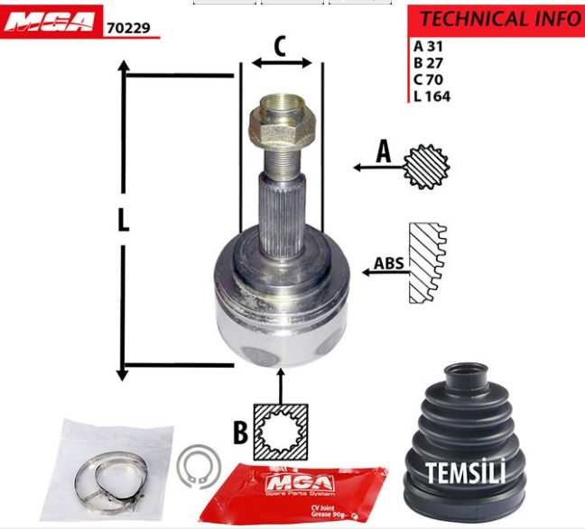 [MGA-70229] Master 3 2010- Aks Kafası (İçi Kalın Freze )