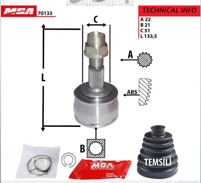 [MGA 70133] Idea Stilo Punto 1.2 1.4 03- Aks Kafası 46307889