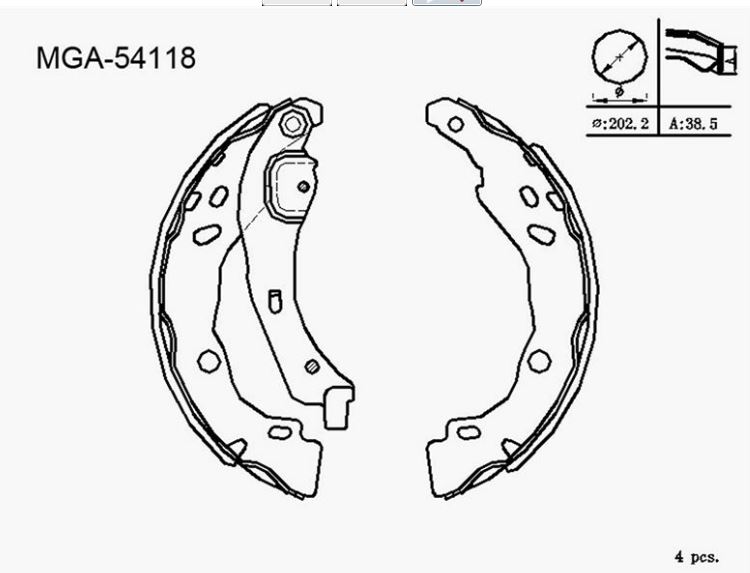 [MGA 54118] P301 C-Elysse Logan Sandero Stepway Symbol Clio 4 Arka Balata ( Kampana Balata) 7701207178